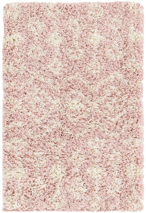 Light Pink 2' x 3' 1 Moroccan Trellis Shag Rectangle Area Rug Thick Soft Touch Fluffy & Plush Shaggy Pile