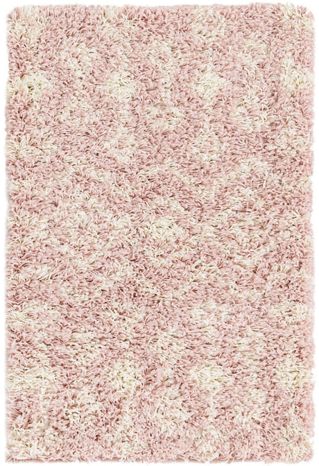 Light Pink 2' x 3' 1 Moroccan Trellis Shag Rectangle Area Rug Thick Soft Touch Fluffy & Plush Shaggy Pile
