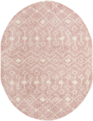 Light Pink 8' x 10' Moroccan Trellis Shag Oval Rug