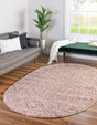 Light Pink 8' x 10' Moroccan Trellis Shag Oval Rug