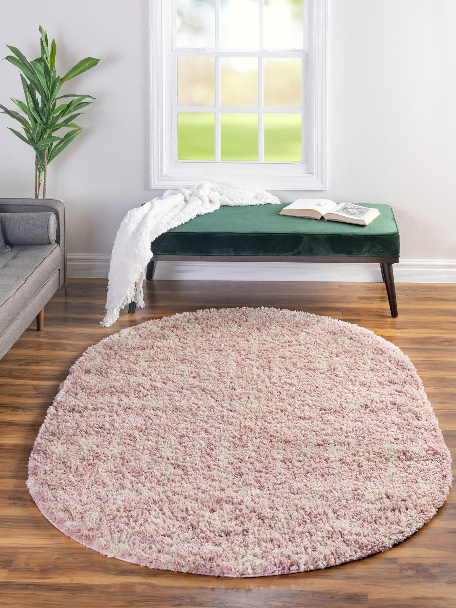 Light Pink 5' 3 x 8' Moroccan Trellis Shag Oval Area Rug Thick Soft Touch Fluffy & Plush Shaggy Pile 100% Polypropylene Geometric Traditional Carpet for Sale at Rug Engine