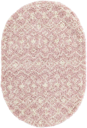 Light Pink 4' x 6' Moroccan Trellis Shag Oval Rug