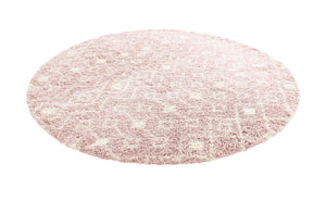 Light Pink 10' x 10' Moroccan Trellis Shag Round Area Rug Thick Soft Touch Fluffy & Plush Shaggy Pile