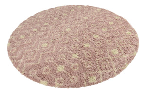 Light Pink 10' x 10' Moroccan Trellis Shag Round Area Rug Thick Soft Touch Fluffy & Plush Shaggy Pile