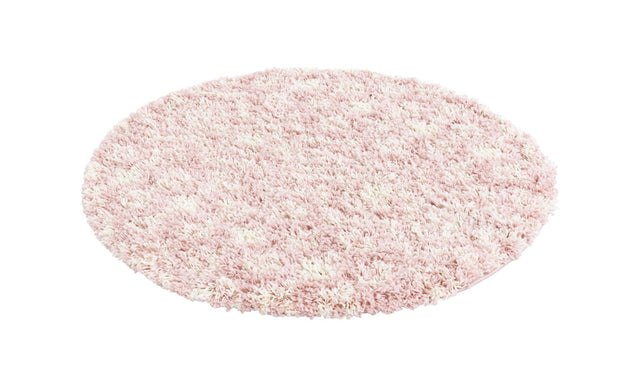 Light Pink 3' 1 x 3' 1 Moroccan Trellis Shag Round Area Rug Thick Soft Touch Fluffy & Plush Shaggy Pile