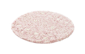 Light Pink 3' 1 x 3' 1 Moroccan Trellis Shag Round Area Rug Thick Soft Touch Fluffy & Plush Shaggy Pile
