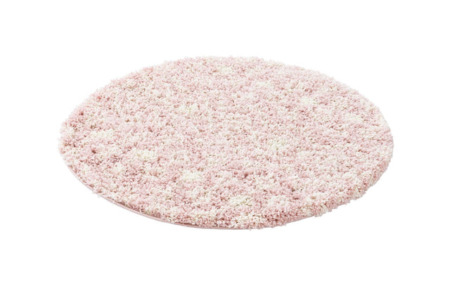 Light Pink 3' 1 x 3' 1 Moroccan Trellis Shag Round Area Rug Thick Soft Touch Fluffy & Plush Shaggy Pile