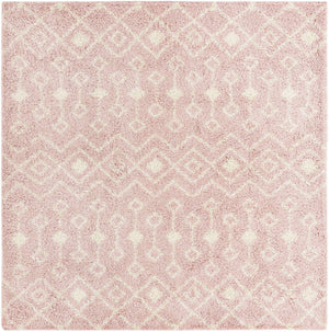 Light Pink 10' x 10' Moroccan Trellis Shag Square Area Rug Thick Soft Touch Fluffy & Plush Shaggy Pile