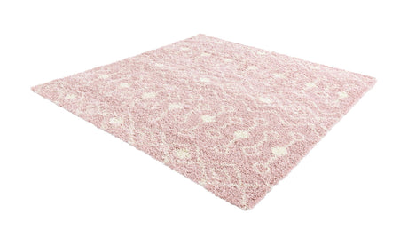 Light Pink 7' 10 x 7' 10 Moroccan Trellis Shag Square Area Rug Thick Soft Touch Fluffy & Plush Shaggy Pile 100% Polypropylene Geometric Traditional Carpet for Sale at Rug Engine