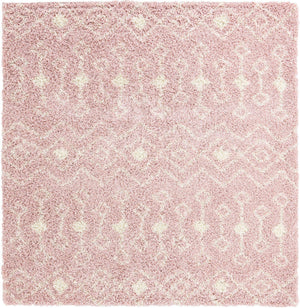 Light Pink 7' 10 x 7' 10 Moroccan Trellis Shag Square Area Rug Thick Soft Touch Fluffy & Plush Shaggy Pile