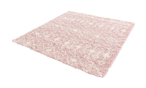 Light Pink 6' 1 x 6' 1 Moroccan Trellis Shag Square Area Rug Thick Soft Touch Fluffy & Plush Shaggy Pile