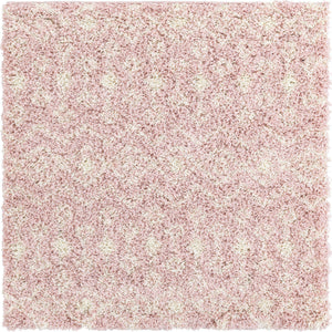 Light Pink 4' 1 x 4' 1 Moroccan Trellis Shag Square Area Rug Thick Soft Touch Fluffy & Plush Shaggy Pile