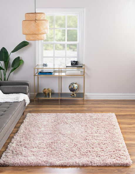 Light Pink 5' 3 x 5' 3 Moroccan Trellis Shag Square Rug