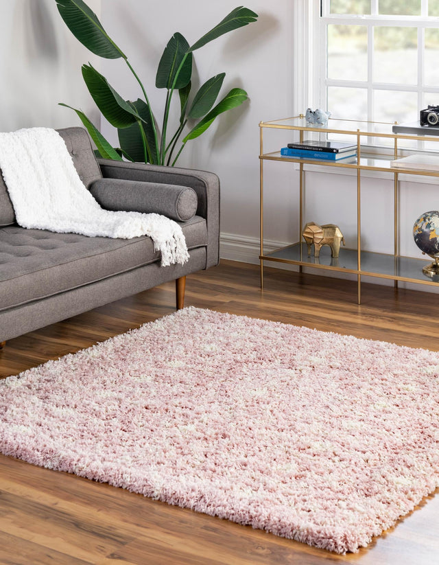 Light Pink 5' 3 x 5' 3 Moroccan Trellis Shag Square Rug