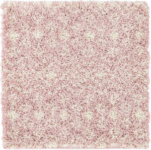 Light Pink 3' 1 x 3' 1 Moroccan Trellis Shag Square Area Rug Thick Soft Touch Fluffy & Plush Shaggy Pile