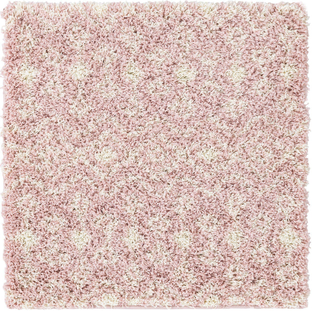 Light Pink 3' 1 x 3' 1 Moroccan Trellis Shag Square Area Rug Thick Soft Touch Fluffy & Plush Shaggy Pile