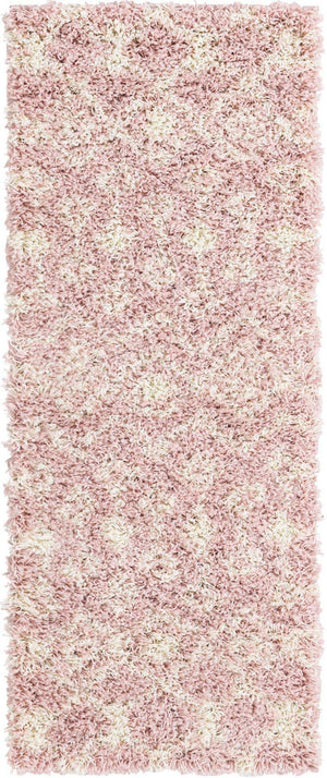 Light Pink 2' x 5' Moroccan Trellis Shag Runner Rug