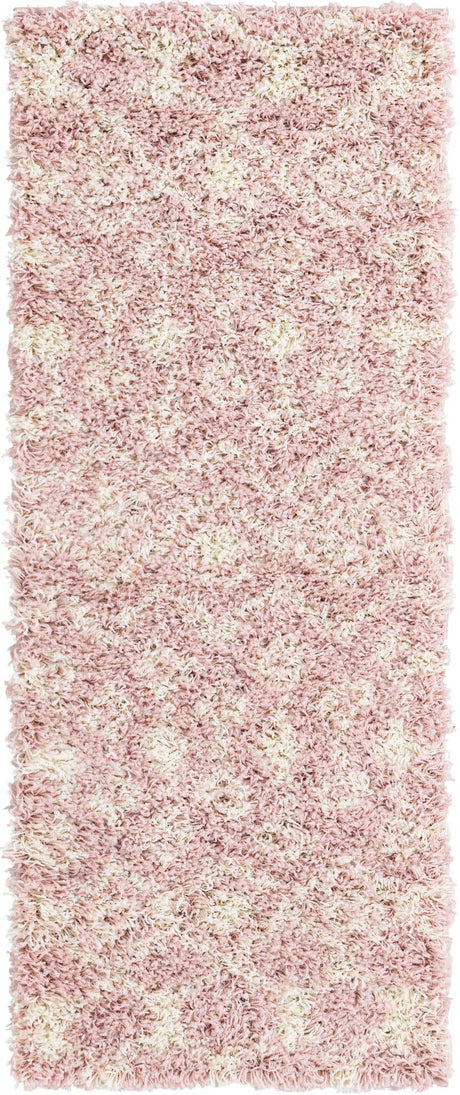 Light Pink 2' x 5' Moroccan Trellis Shag Runner Rug