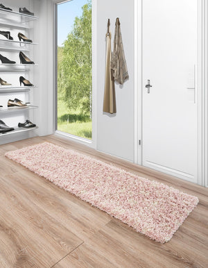 Light Pink 2' x 6' Moroccan Trellis Shag Runner Rug