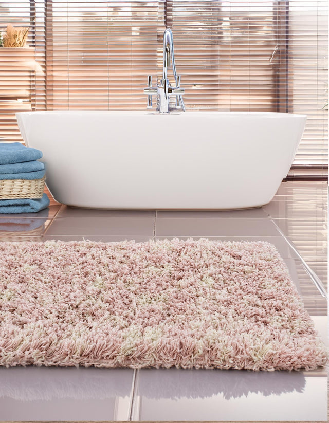 Light Pink 3' x 12' Moroccan Trellis Shag Runner Rug