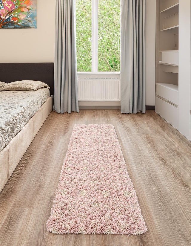 Light Pink 2' x 5' Moroccan Trellis Shag Runner Rug