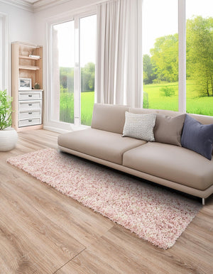 Light Pink 2' 7 x 10' Moroccan Trellis Shag Runner Area Rug Thick Soft Touch Fluffy & Plush Shaggy Pile