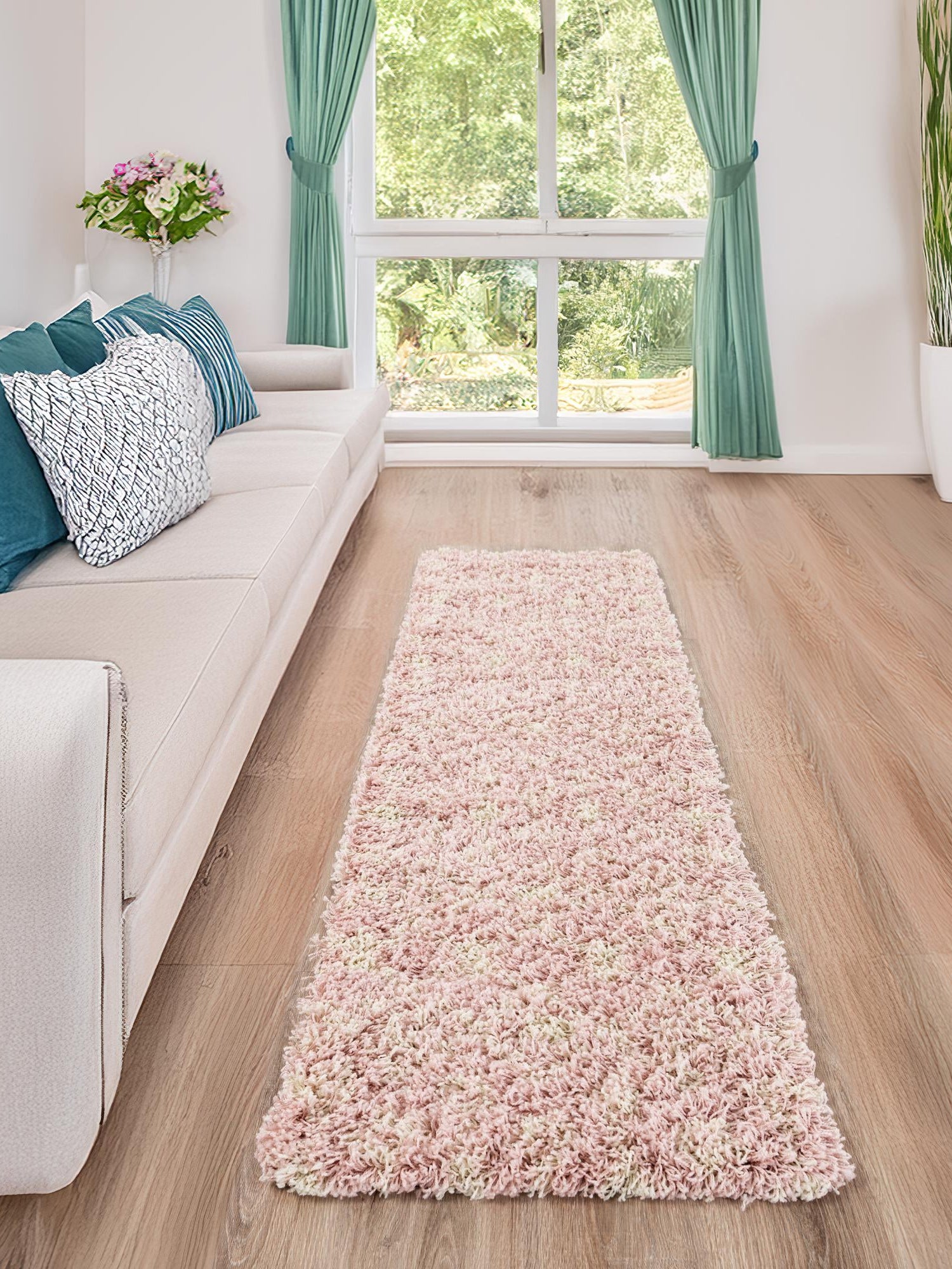 Light Pink 2' x 6' 1 Moroccan Trellis Shag Runner Area Rug Thick Soft Touch Fluffy & Plush Shaggy Pile 100% Polypropylene Geometric Traditional Carpet for Sale at Rug Engine