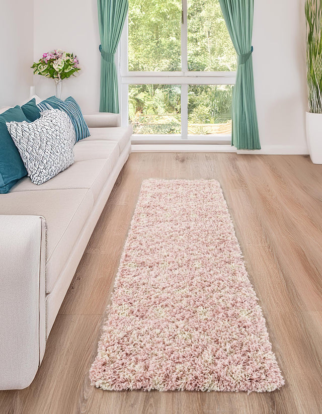 Light Pink 2' x 6' Moroccan Trellis Shag Runner Rug
