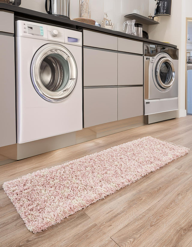 Light Pink 2' x 5' Moroccan Trellis Shag Runner Rug