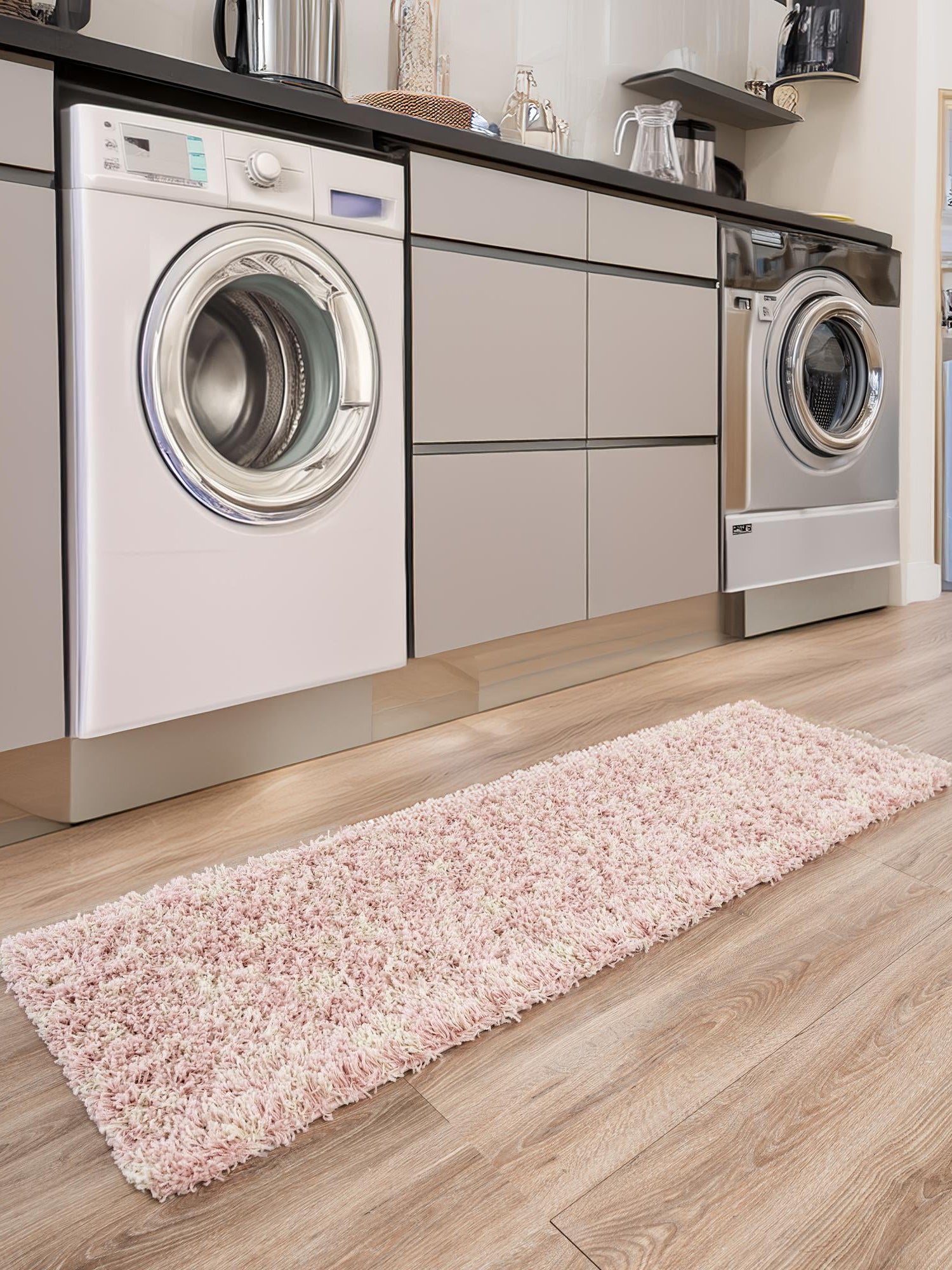 Light Pink 3' 3 x 16' 5 Moroccan Trellis Shag Runner Area Rug Thick Soft Touch Fluffy & Plush Shaggy Pile 100% Polypropylene Geometric Traditional Carpet for Sale at Rug Engine