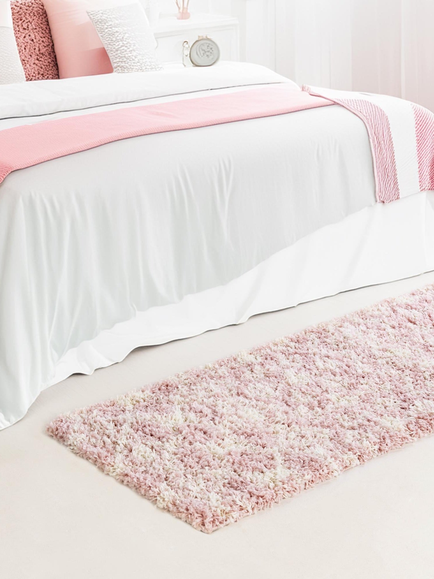 Light Pink 3' 3 x 16' 5 Moroccan Trellis Shag Runner Area Rug Thick Soft Touch Fluffy & Plush Shaggy Pile 100% Polypropylene Geometric Traditional Carpet for Sale at Rug Engine