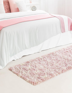 Light Pink 3' x 12' Moroccan Trellis Shag Runner Rug