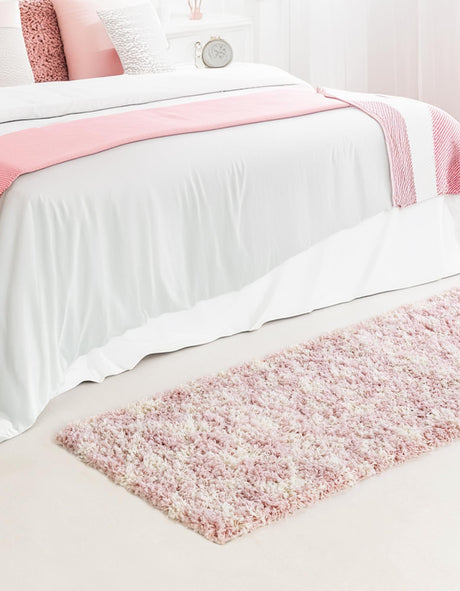 Light Pink 2' 7 x 12' Moroccan Trellis Shag Runner Area Rug Thick Soft Touch Fluffy & Plush Shaggy Pile 100% Polypropylene Geometric Traditional Carpet for Sale at Rug Engine
