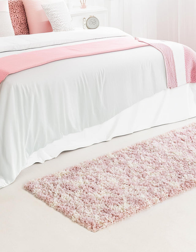 Light Pink 3' x 12' Moroccan Trellis Shag Runner Rug