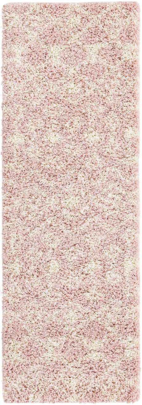 Light Pink 2' x 6' Moroccan Trellis Shag Runner Rug