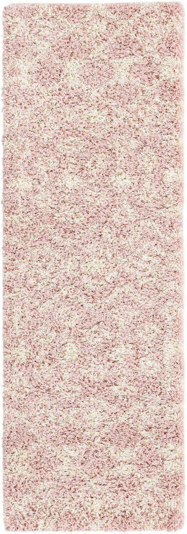 Light Pink 2' x 6' Moroccan Trellis Shag Runner Rug