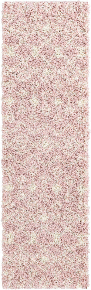 Light Pink 2' x 7' 1 Moroccan Trellis Shag Runner Area Rug Thick Soft Touch Fluffy & Plush Shaggy Pile