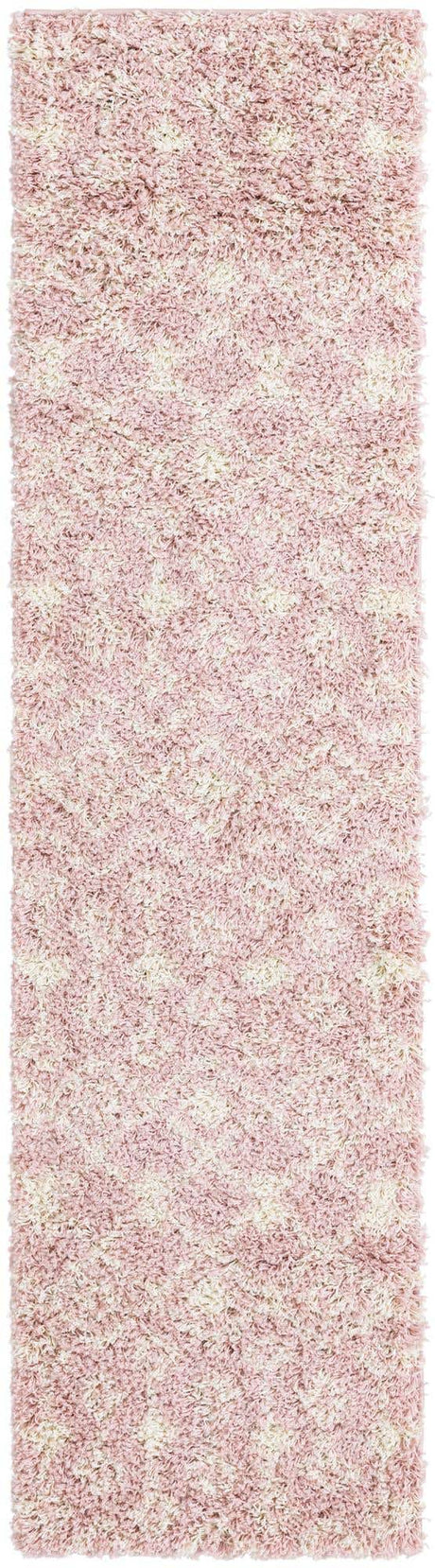 Light Pink 2' x 8' Moroccan Trellis Shag Runner Area Rug Thick Soft Touch Fluffy & Plush Shaggy Pile