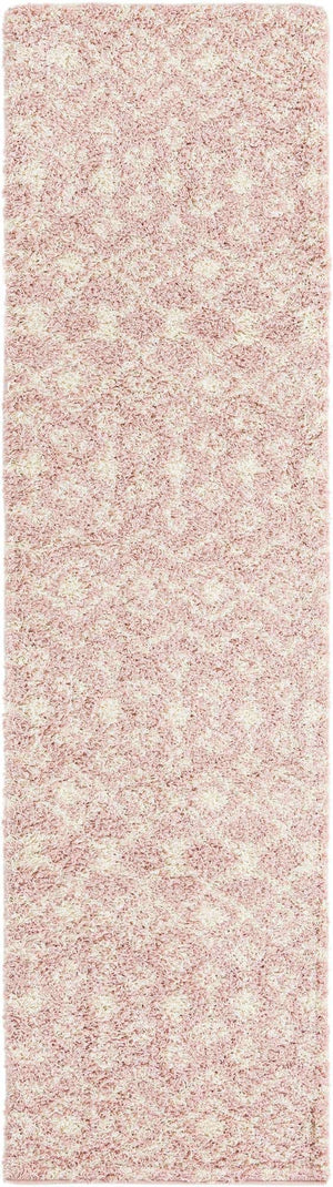 Light Pink 2' 7 x 10' Moroccan Trellis Shag Runner Area Rug Thick Soft Touch Fluffy & Plush Shaggy Pile
