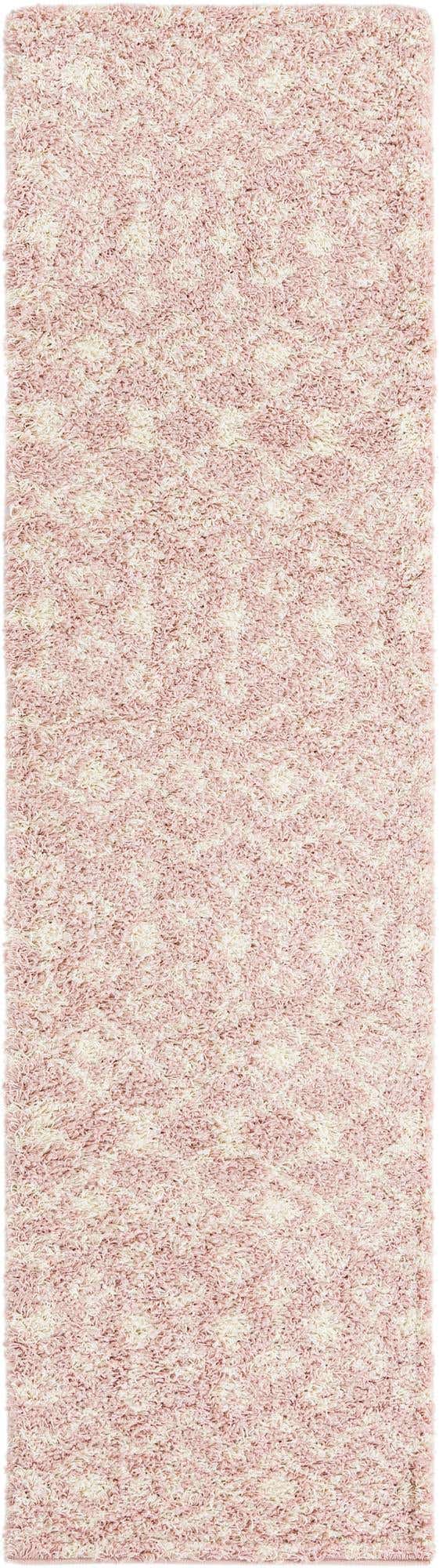 Light Pink 2' 7 x 10' Moroccan Trellis Shag Runner Area Rug Thick Soft Touch Fluffy & Plush Shaggy Pile