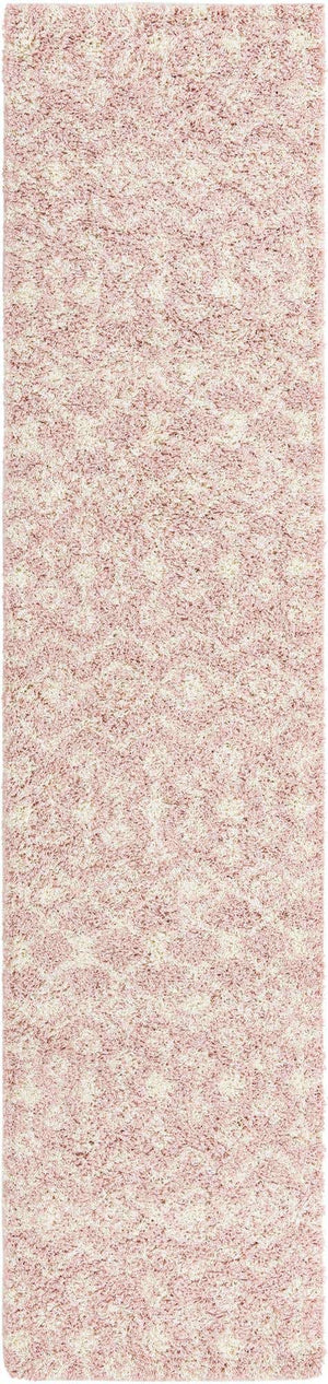 Light Pink 3' x 12' Moroccan Trellis Shag Runner Rug
