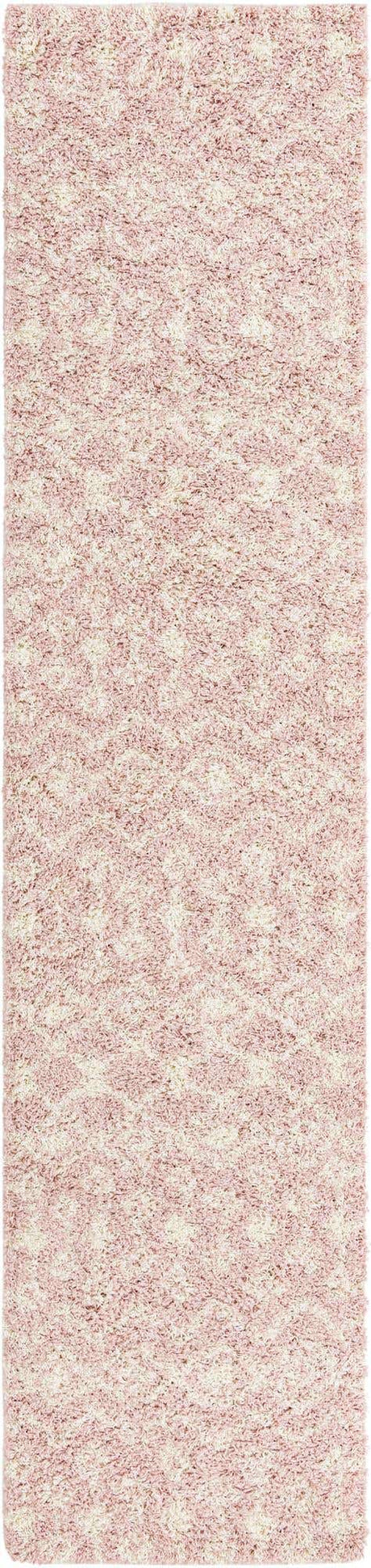 Light Pink 3' x 12' Moroccan Trellis Shag Runner Rug
