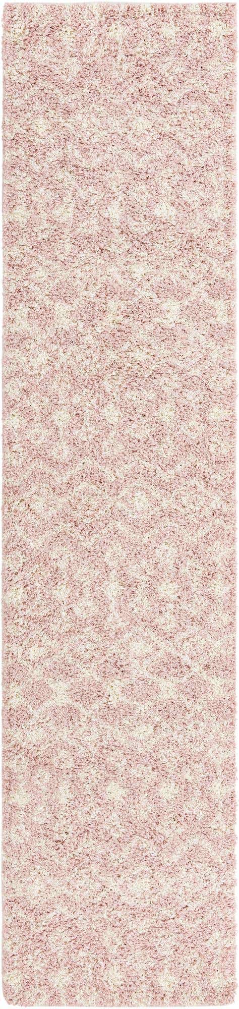 Light Pink 3' x 12' Moroccan Trellis Shag Runner Rug