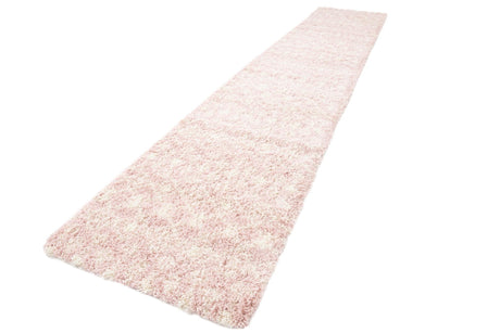 Light Pink 3' 3 x 16' 5 Moroccan Trellis Shag Runner Area Rug Thick Soft Touch Fluffy & Plush Shaggy Pile 100% Polypropylene Geometric Traditional Carpet for Sale at Rug Engine