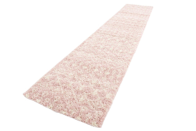 Light Pink 3' 3 x 16' 5 Moroccan Trellis Shag Runner Area Rug Thick Soft Touch Fluffy & Plush Shaggy Pile