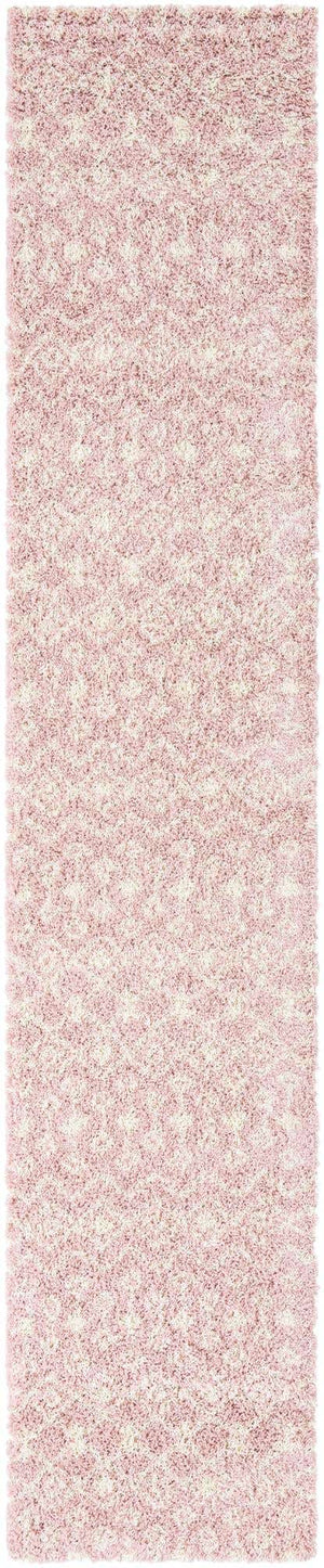 Light Pink 3' 3 x 16' 5 Moroccan Trellis Shag Runner Area Rug Thick Soft Touch Fluffy & Plush Shaggy Pile