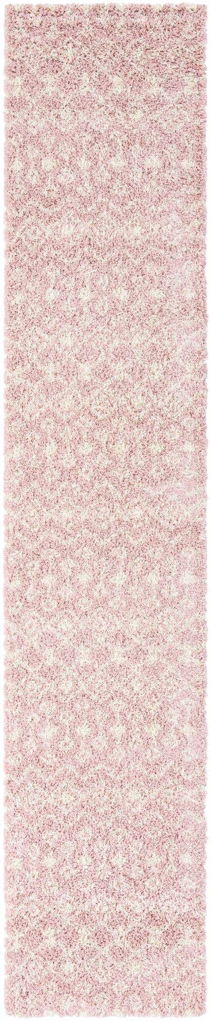 Light Pink 3' 3 x 16' 5 Moroccan Trellis Shag Runner Area Rug Thick Soft Touch Fluffy & Plush Shaggy Pile