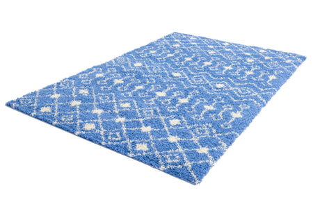 Periwinkle Blue 6' x 9' Moroccan Trellis Shag Rectangle Area Rug Thick Soft Touch Fluffy & Plush Shaggy Pile 100% Polypropylene Geometric Traditional Carpet for Sale at Rug Engine