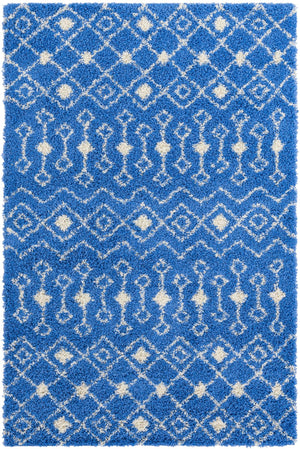Periwinkle Blue 6' x 9' Moroccan Trellis Shag Rectangle Rug