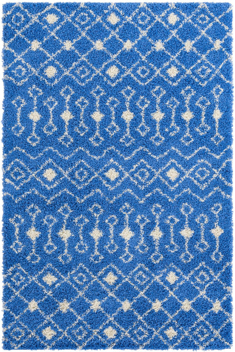 Periwinkle Blue 6' x 9' Moroccan Trellis Shag Rectangle Area Rug Thick Soft Touch Fluffy & Plush Shaggy Pile 100% Polypropylene Geometric Traditional Carpet for Sale at Rug Engine
